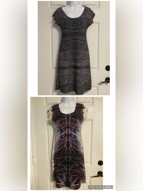 T42a- ANIMAPOP 2-in-1 Reversible Neoprene Midi Shift Dress